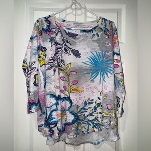 Fresh Produce Floral Print Women's Top. 3/4 sleeve. Size M. VGUC